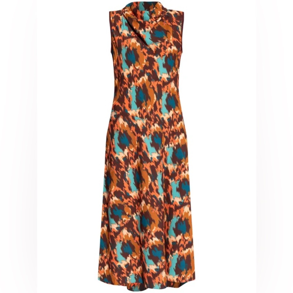 NEW Ulla Johnson Kalena Graphic-Print Midi Dress, Size 4